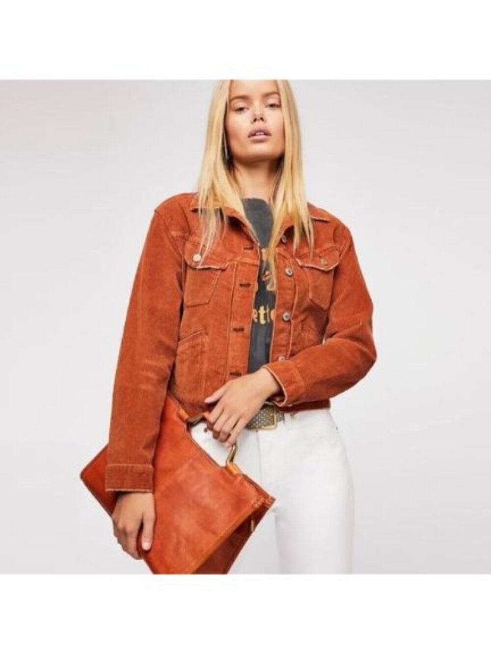 Free People Nelson Studded Corduroy Trucker Jacket